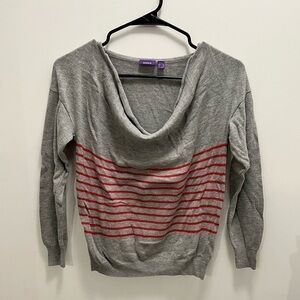 MEXX | Boatneck Fine Knit Sweater Grey With Red Stripes
